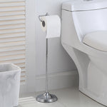 Bathroom Free Standing Toilet Tissue Paper Roll Holder Stand with Reserve Function, Chrome Finish