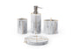 Faux Marble Bathroom Vanity Countertop Accessory Set with Lotion & Soap Dispenser, Toothbrush Holder, Bathroom Tumbler, Soap Dish (Set of 4, Marble Texture)
