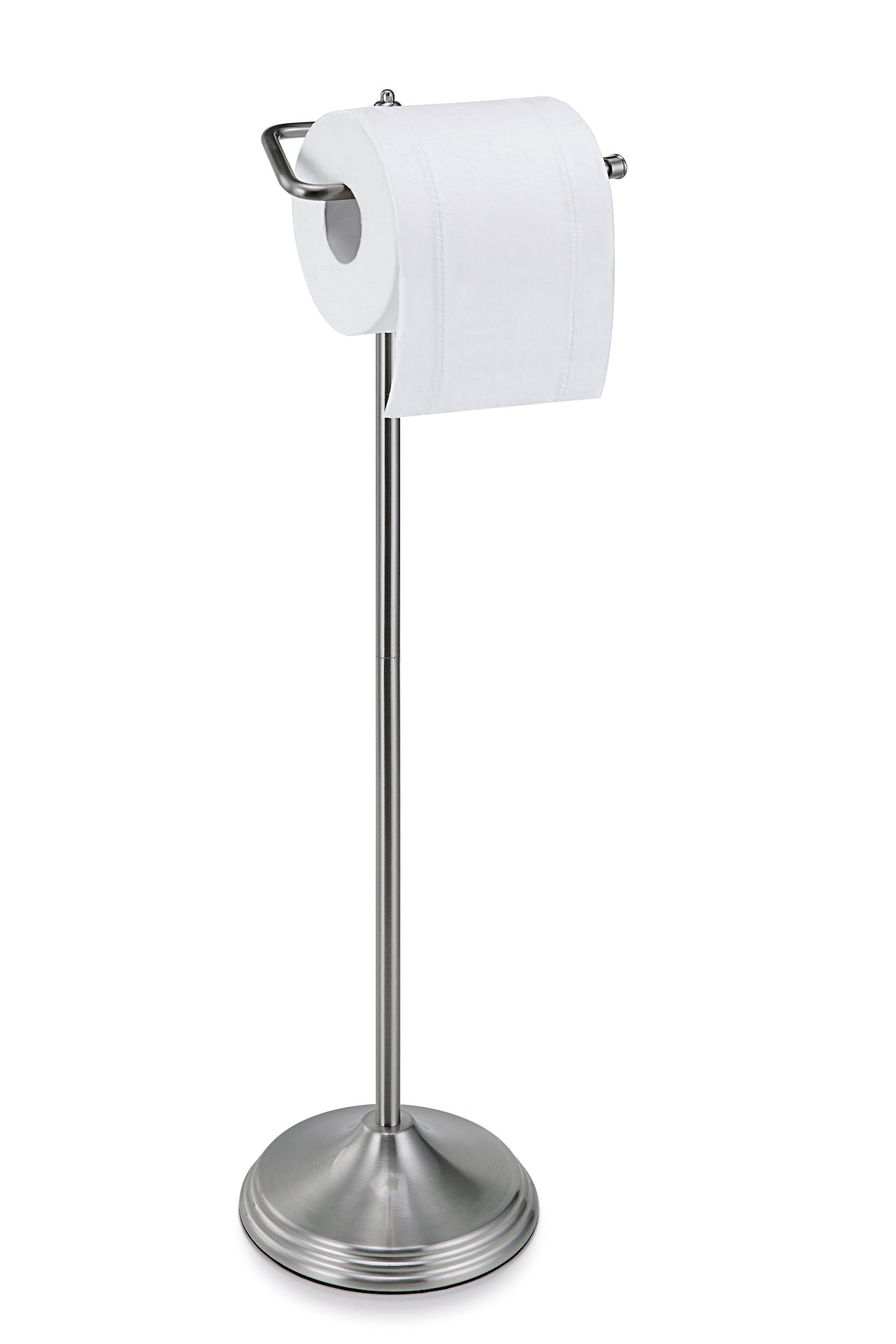 Bathroom Free Standing Toilet Tissue Paper Roll Holder Stand with Reserve Function, Chrome Finish