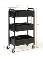 3-Tier Delicate Compact Rolling Metal Storage Organizer - Mobile Utility Cart Kitchen/Under Desk Cart with Caster Wheels