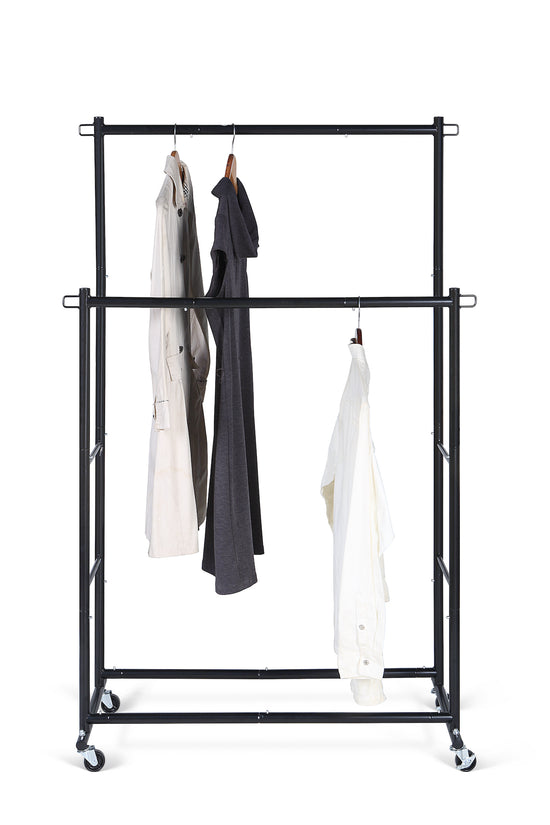 Classic Garment Standard Rod Clothing Garment Rack, Rolling Clothes Organizer on Wheels for Hanging Clothes