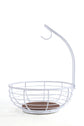 Classic Tabletop Wire Banana Fruit Basket Bowl Stand With Wooden Base