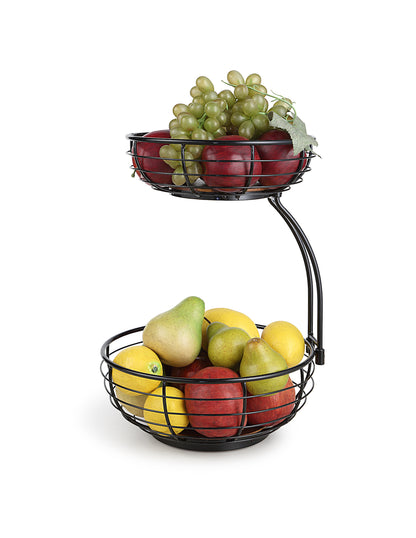 Classic Tabletop 2-tier Wire Fruit Basket Bowl Stand
