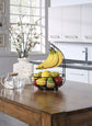 Classic Tabletop Wire Banana Fruit Basket Bowl Stand With Wooden Base