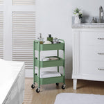 3-Tier Delicate Compact Rolling Metal Storage Organizer - Mobile Utility Cart Kitchen/Under Desk Cart with Caster Wheels