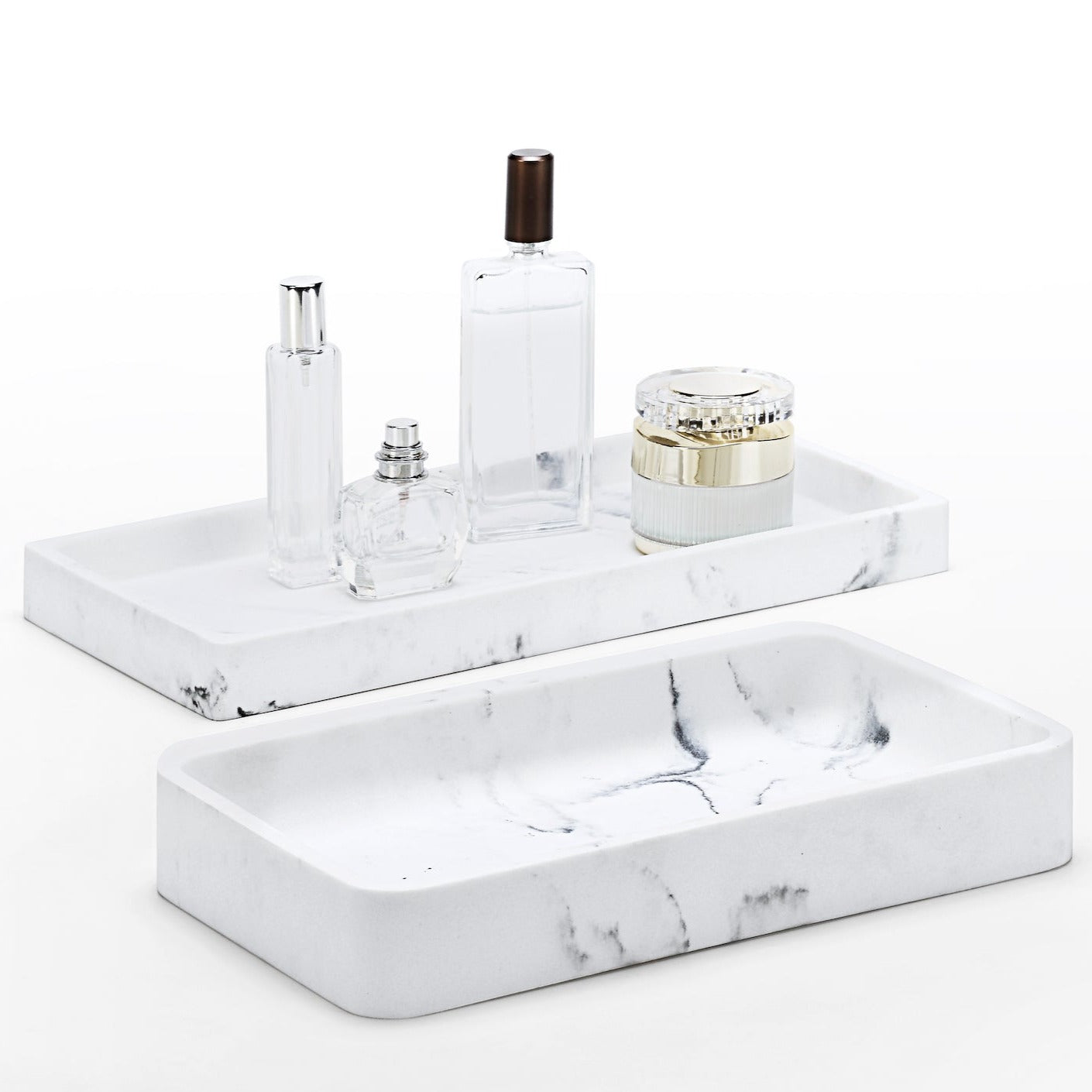 Jewelry Organizer Resin Tray, Bathroom Kitchen Dresser Vanity Tray Dish Ring Cosmetic Organizer for Candle Perfume Soap Shampoo Small Plant Home Decor