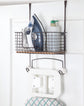 Metal Mall Mount/Over The Door Ironing Board Holder with Large Storage Basket