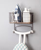 Metal Mall Mount/Over The Door Ironing Board Holder with Large Storage Basket