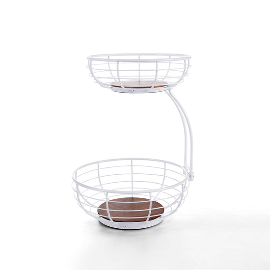 Classic Tabletop 2-tier Wire Fruit Basket Bowl Stand