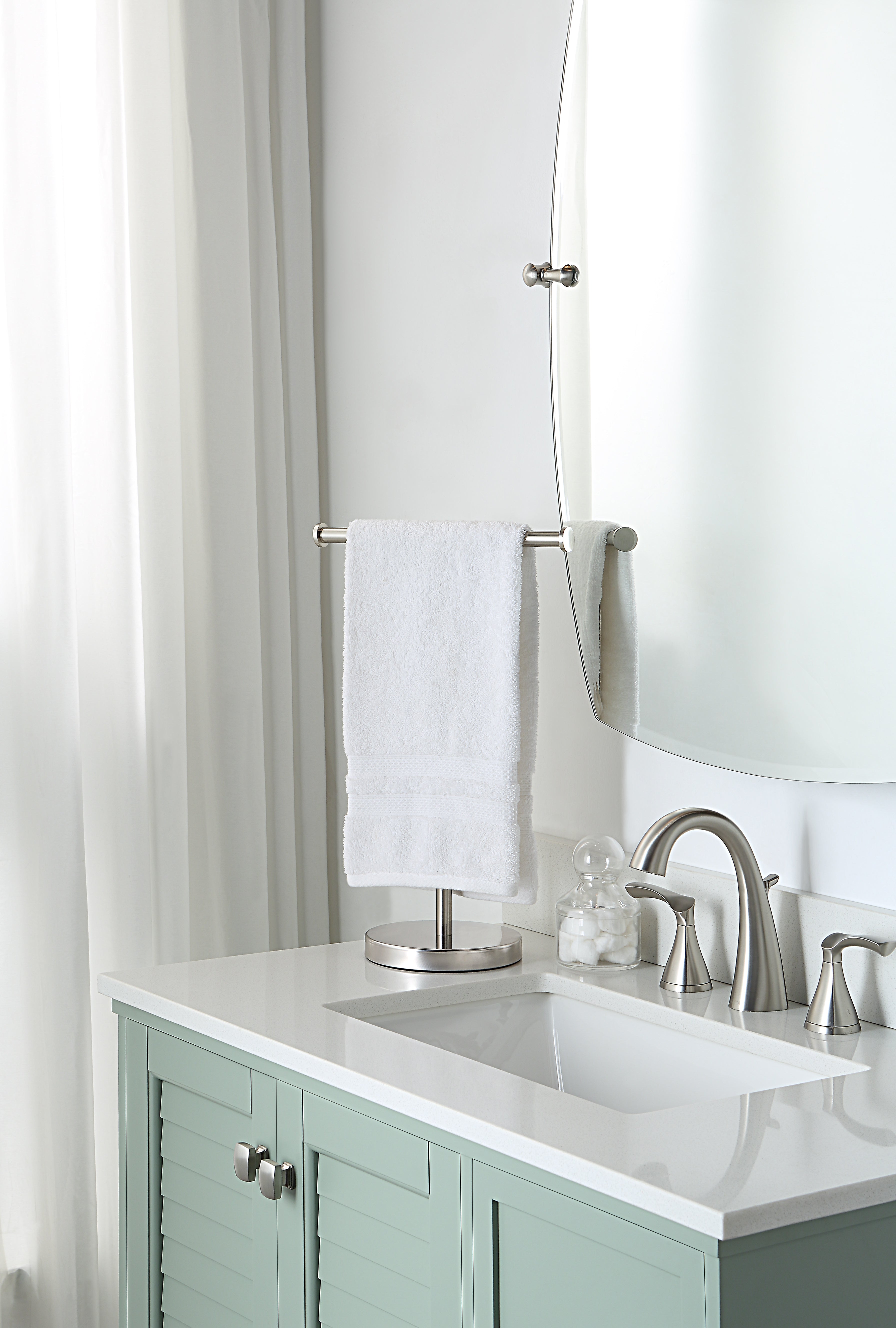 Elite Heavy Weight Countertop Hand Towel Rack and Accessories Jewelry Stand (Satin Nickel, Stainless Steel Base)