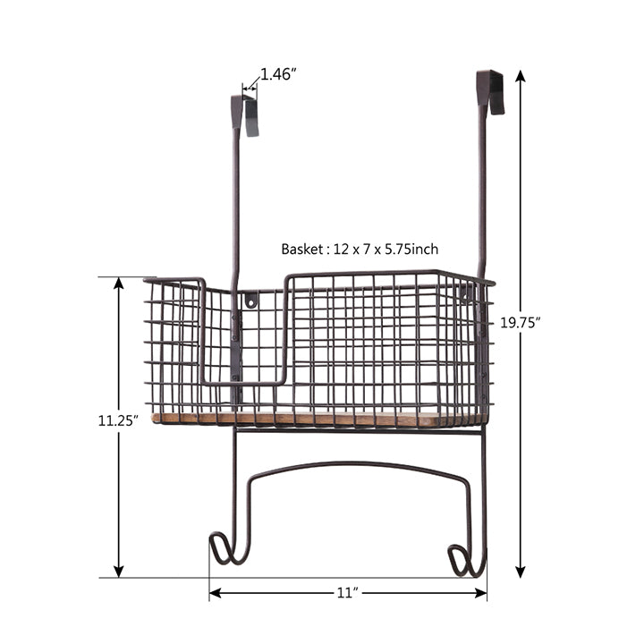 Metal Mall Mount/Over The Door Ironing Board Holder with Large Storage Basket