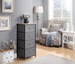 Vertical Dresser Storage Tower - Sturdy Steel Frame, Wood Top, Easy Pull Fabric Bins - Organizer Unit for Bedroom, Hallway, Entryway, Closets - Textured Print - 4 Drawers